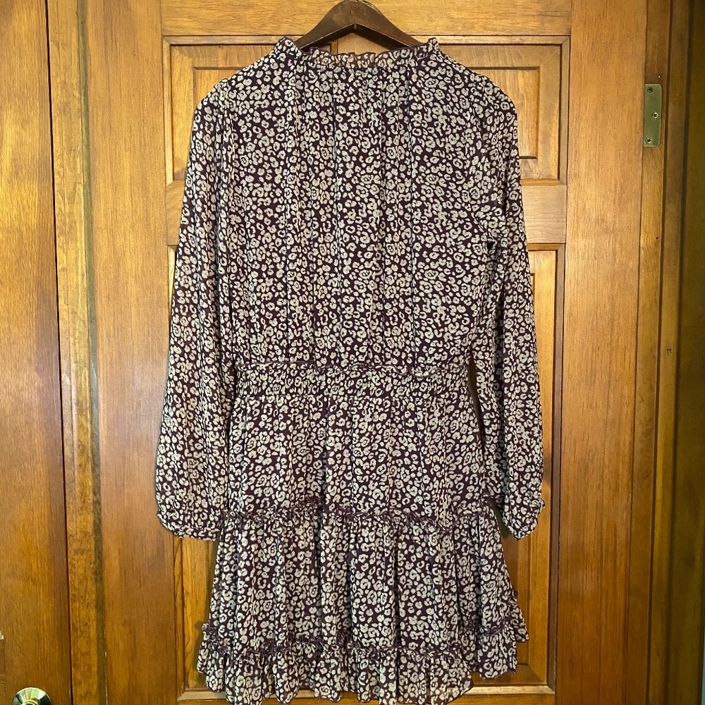 Rebecca Minkoff Ruffled Rosemary Mni Dress in Purple Leopard Print size S - Picture 9 of 16